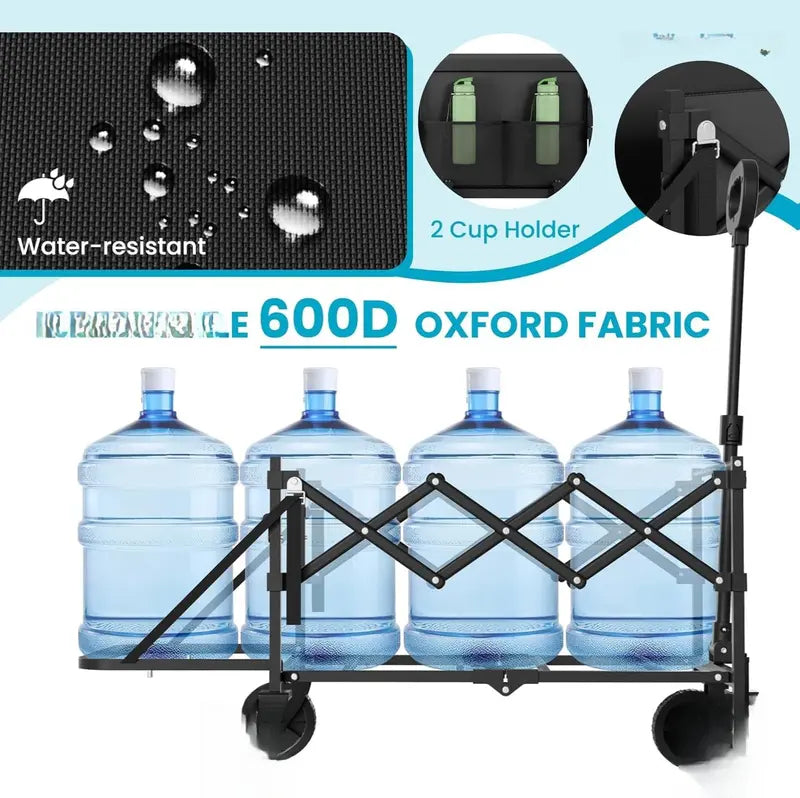 Heavy Duty Collapsible Wagon with Tailgate | 350lbs Capacity Utility Cart